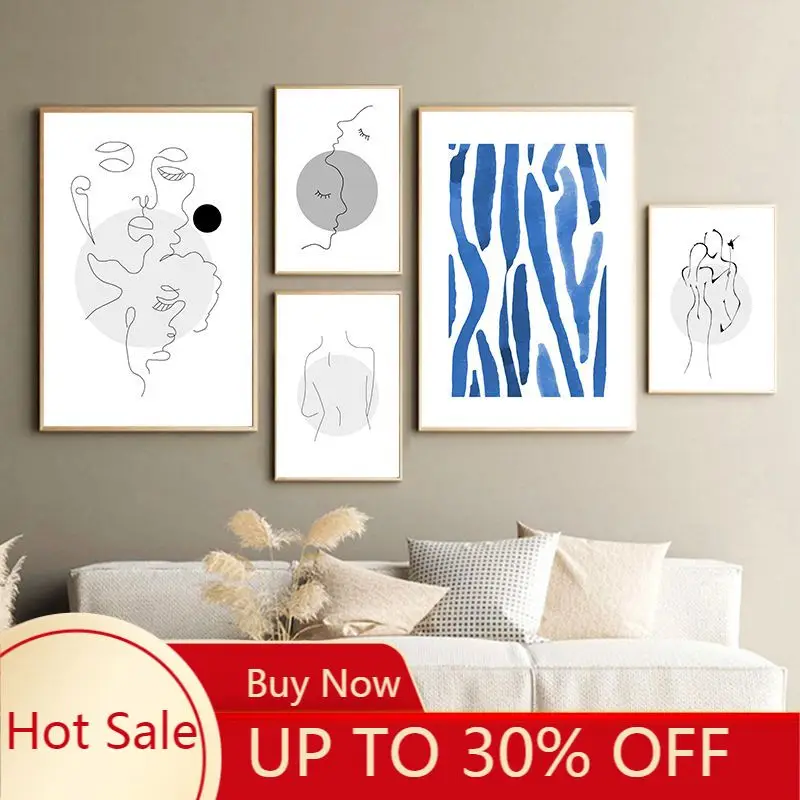 Абстрактные линии тела настенный художественный принт на Новый год в