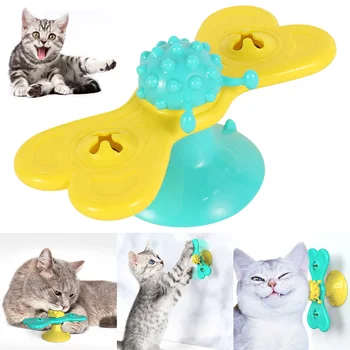 

Funny Cat Toy Interactive Puzzle Training Turntable Windmill Ball Whirling Toys for Cat Kitten Play Game Pet Supplies