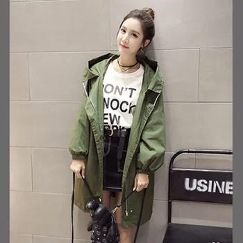 

Women Midi Pattern Loose Coat Windbreaker Women's Zipper Trench Streetwear Coat