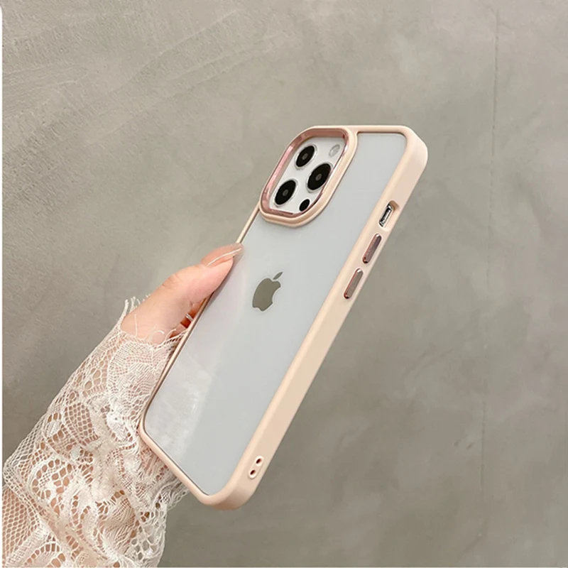 ins Metal lens anti-fall bumper Clear armor case for iphone 13 13Pro 11 12 12Pro Max X XR Transparent Shockproof back cover