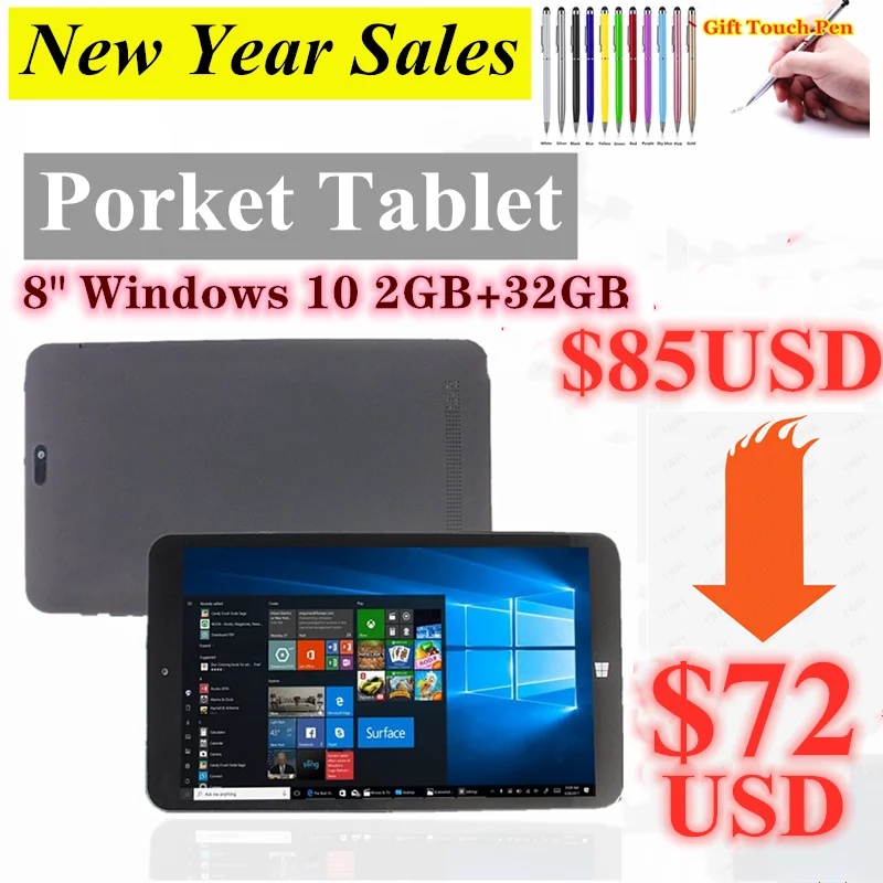 Новогодняя распродажа 8 0 дюйма AR 1 Windows 10 2 ГБ DDR3 32 Bluetooth-совместимость две камеры
