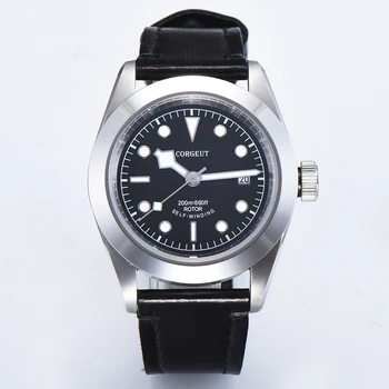 

Corgeut 41mm Automatic Mechanical Watch Men Luxury Brand Military Luminous Diver Calendar Clock Leather Strap Male WristWatch