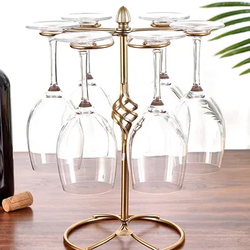 

European Style Wine Glass Organizer Rack Wrought Iron Wine Cups Storage Draining Rack Kitchen Bar Tools