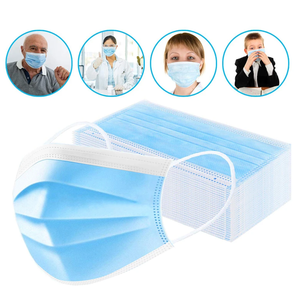 

50PCS Face Mask Disposable Non-woven Mask Mask Dust Mask Adult PM2.5 Particle Respirator Mask Breathable Face Mouth Cover Mask