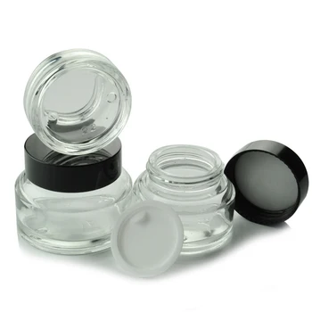 

15g 30g 50g Empty Clear Glass Container Skin Care Cream Glass Jar With Black Gold Screw Cap , Face Cream Pot