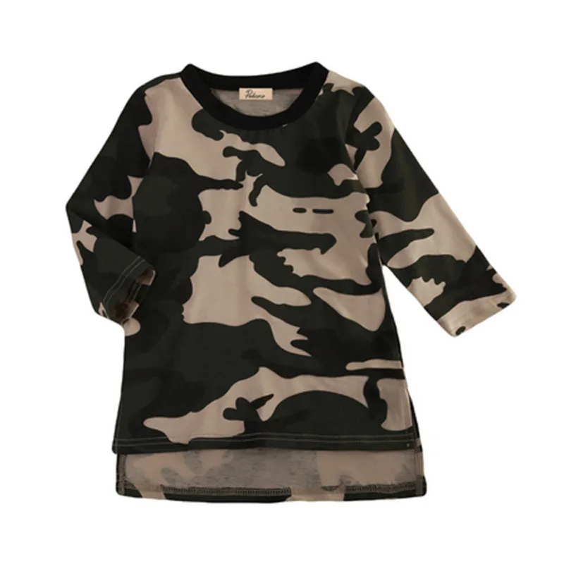 Pudcoco New Fashion Infant Baby Girls Camo Princess Party Dress Newborn Long Sleeve T shirt Winter Warm Clothes 0-3T