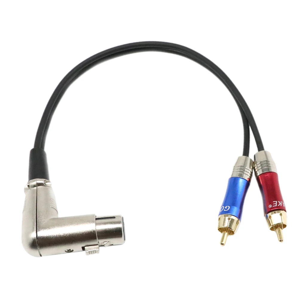 90 Degree 90° 3 Pin Female XLR To 2 Dual RCA Male Y Splitter Patch Cable Audio Cable