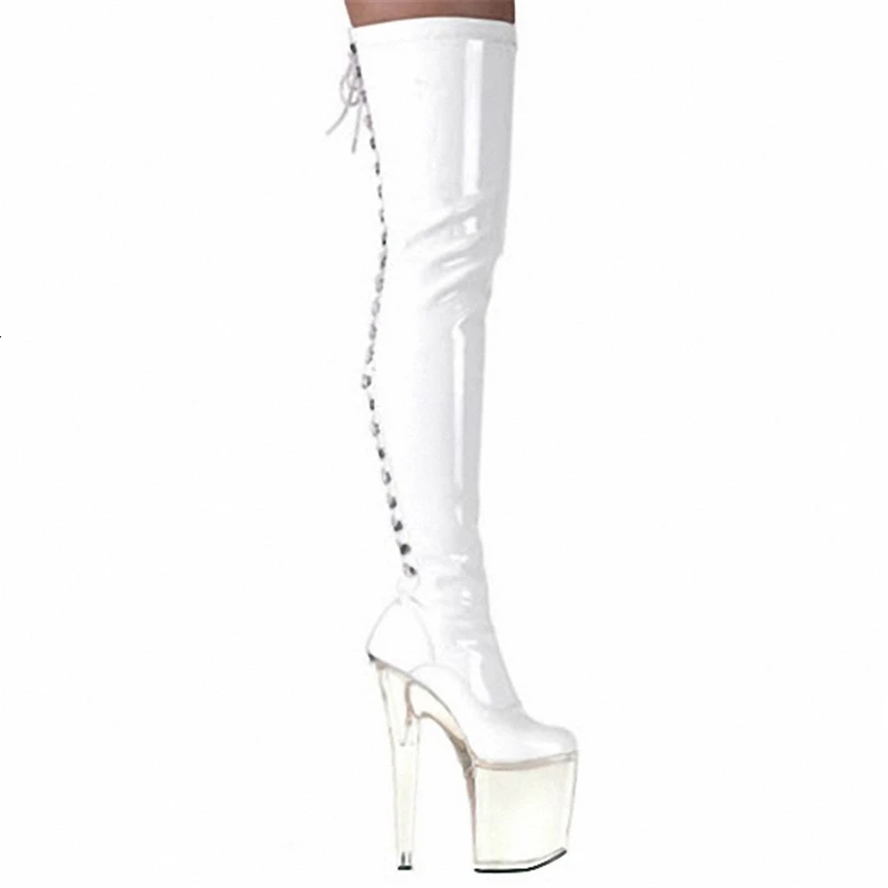 

Twerk Classics Solid Knee High-heels Woman's Shoe Thick Platform Boots Leather Round Toe Boot Spring Autumn Knee Mid-calf