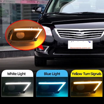 

CSCSNL 2Pcs DRL For Toyota Camry 2009 2010 2011 Daytime Running Lights fog lamp cover Daylight Turn yellow and night blue