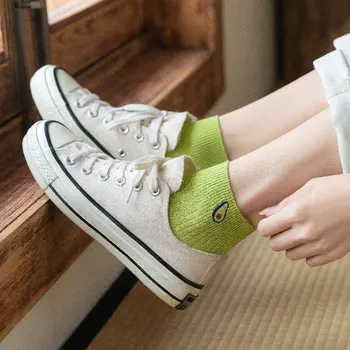 

Breathable Concise College Style Ladies Cotton Trendy Avocado Women Socks Sox Short Socks