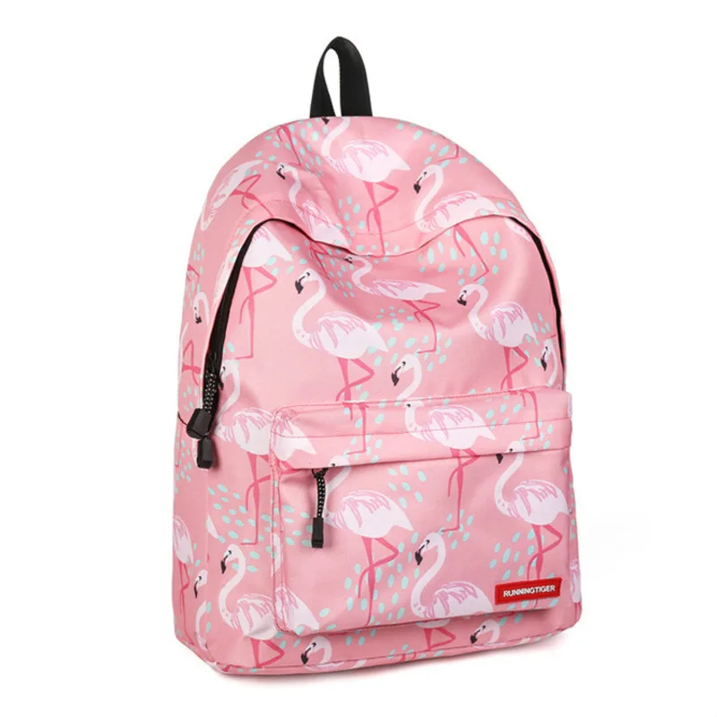 Mochilas de escuela para niñas, morral de diseño de flamenco rosa para mujer, mochila de moda de gran capacidad de nailon