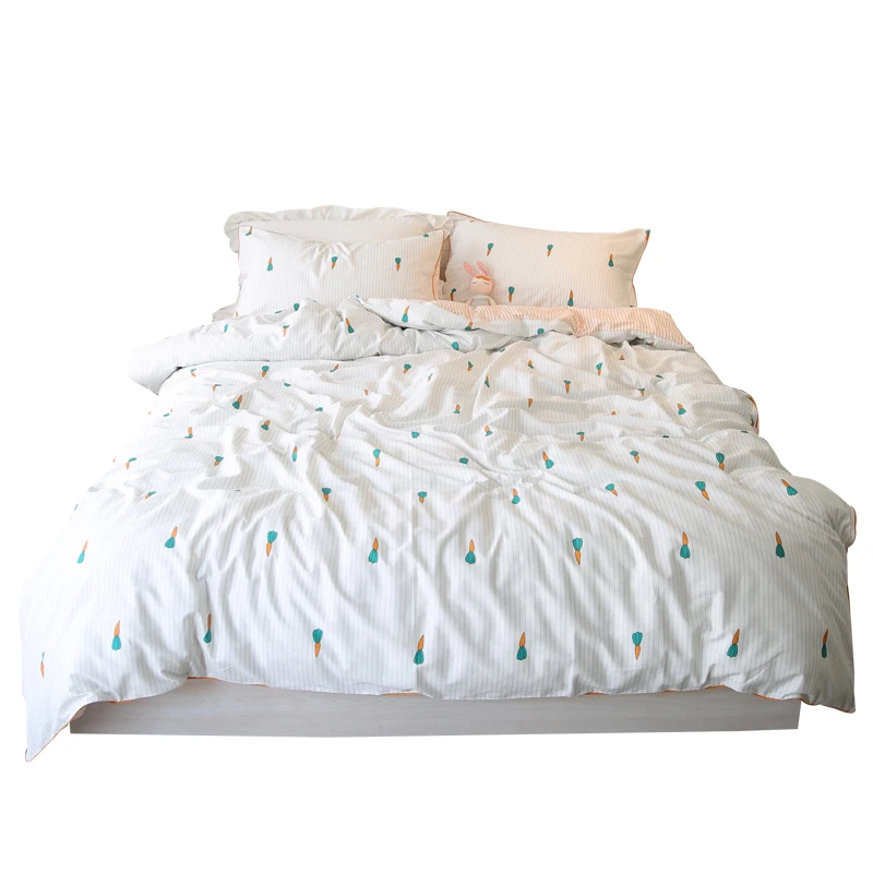 

Japanese Simple Striped Cotton Bedding Set Fashion Cute Soft Smooth Modern Design Housse De Couette Mariage Decoration Ec50ct
