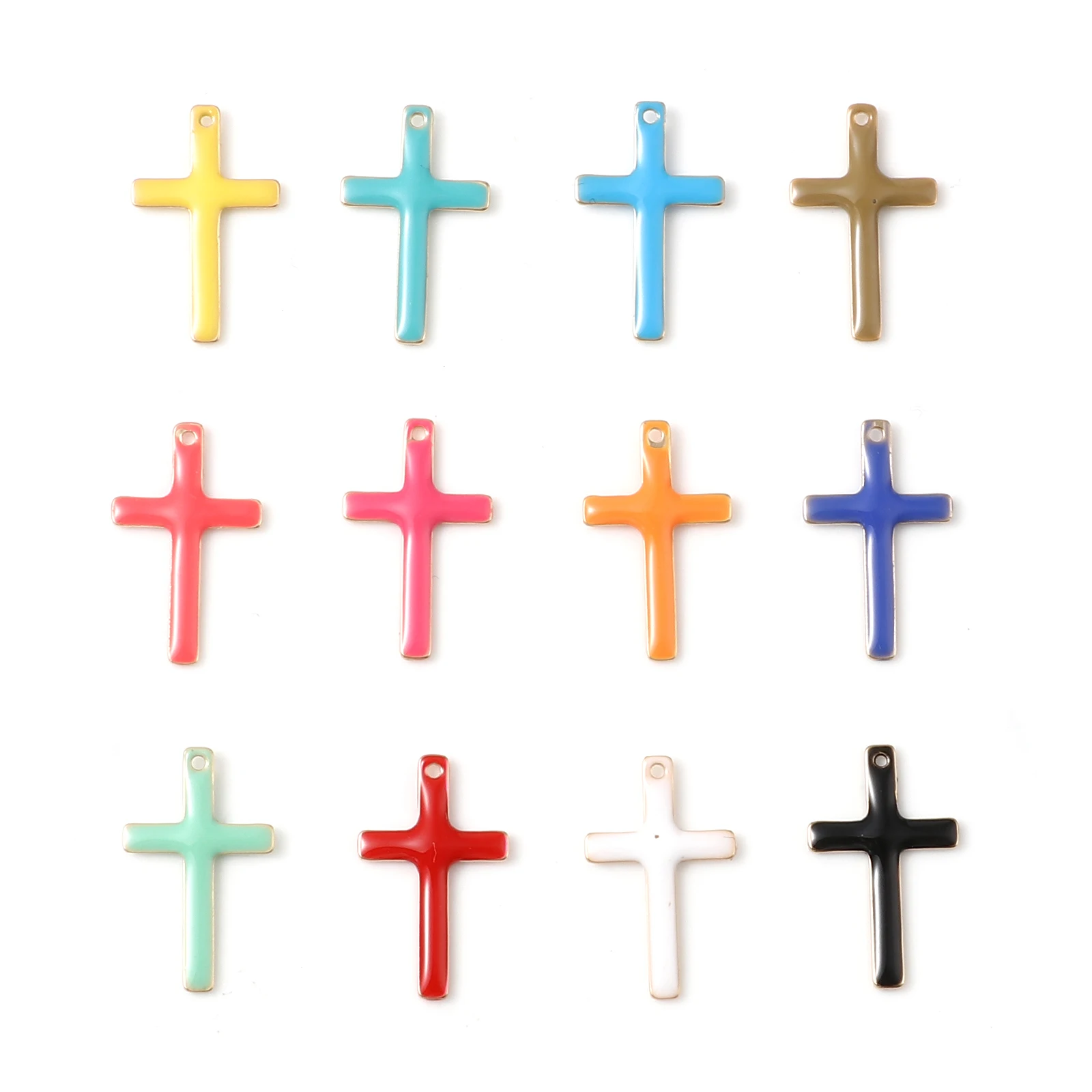 100pcs Alloy Enamel Pendants Cross Charms Colorful for Earrings