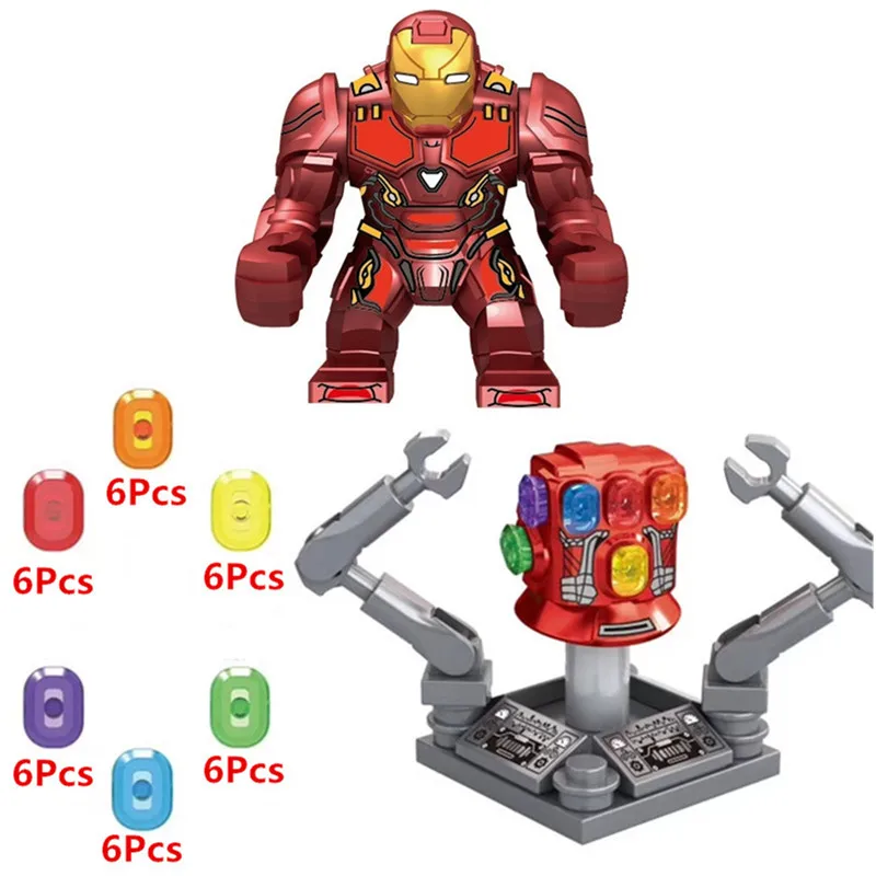 

2Pcs Marvel Avengers Endgame Super Heroes Infinity Gauntlet Thanos Iron Man Glove Figures Building Blocks Bricks City Kids Toys