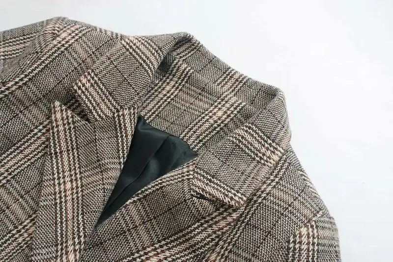 

Europe And America 2019 Autumn And Winter New Style Plaid Double Breasted Both Sides Pocket Suit Coat K4-0434
