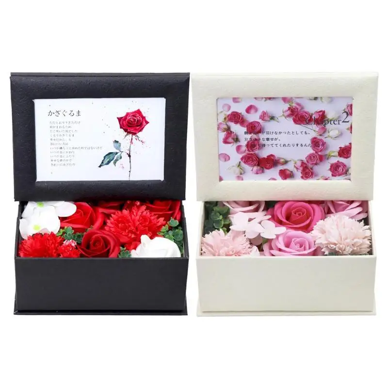 

Creative Soap Rose Flower Box Valentine Wedding Handmade Gift with Photo Frame Handmade Craftsmanship Bouquet Type