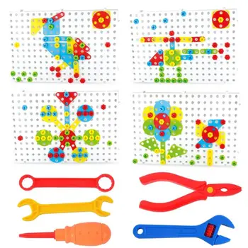 

Mushroom Nail Combination Stereo DIY Puzzle 78 Granule Nut Platter Excellent Plastic Wisdom Magic Disk Kindergarten Toys