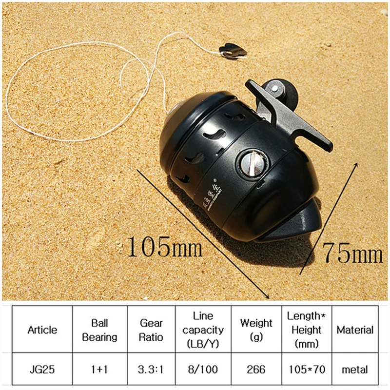 JG25 металлическая катушка для запястья композитный лук катушка с 40 м плетеная линия 2 подшипники приспособление для охоты катушка соотношение 3,3: 1 черный цвет вес 266 г