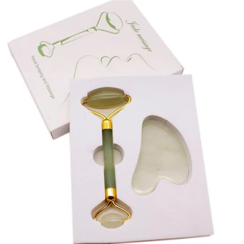 

Natural Chinese Authentic Jade Roller Gua Sha Tools Facial Massager Set For Face Eye Neck Massager Wrinkles Anti Aging No Squeak