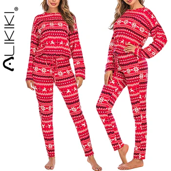 

Women Christmas Reindeer Print Pyjamas Xmas Nightwear Pajamas PJs Sleepewear Set Ladies Pajama Sets Loungewear