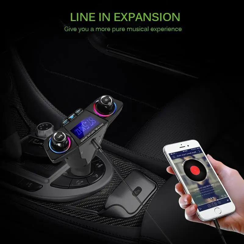 Onever Car FM Transmitter Modulator MP3 Player Bluetooth 4.0 Hands-free Stereo Audio Receiver Adapter with USB Charging Port