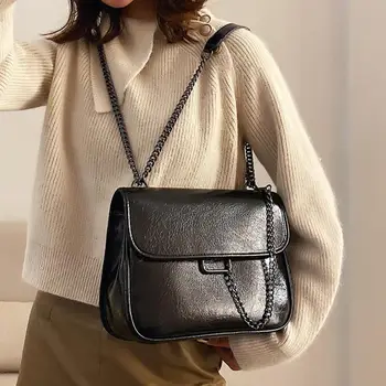 

Vintage Fashion Female Square Crossbody Bag 2020 New High Quality Leather Women's Designer Handbag Chain Shoulder Messenger Bags