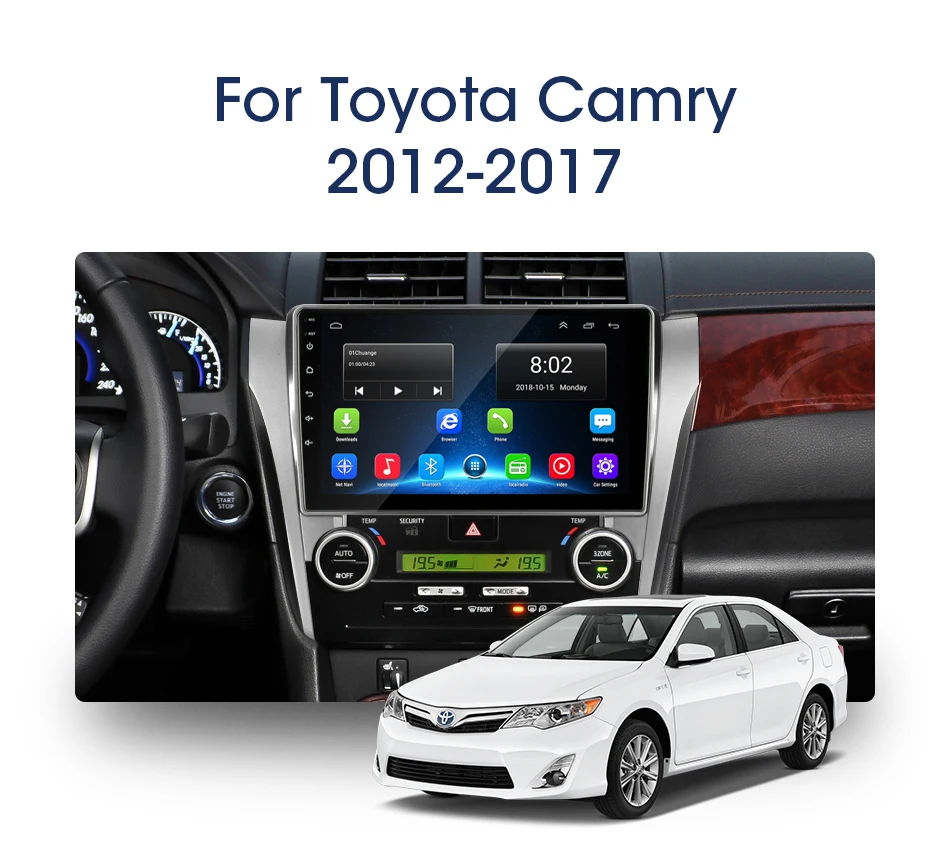 Для Toyota Camry 8 50 55 2012- Android 8,1 2 Din автомагнитола 2G+ 32G coche плееры навигация gps головное устройство RDS тюнер 2din