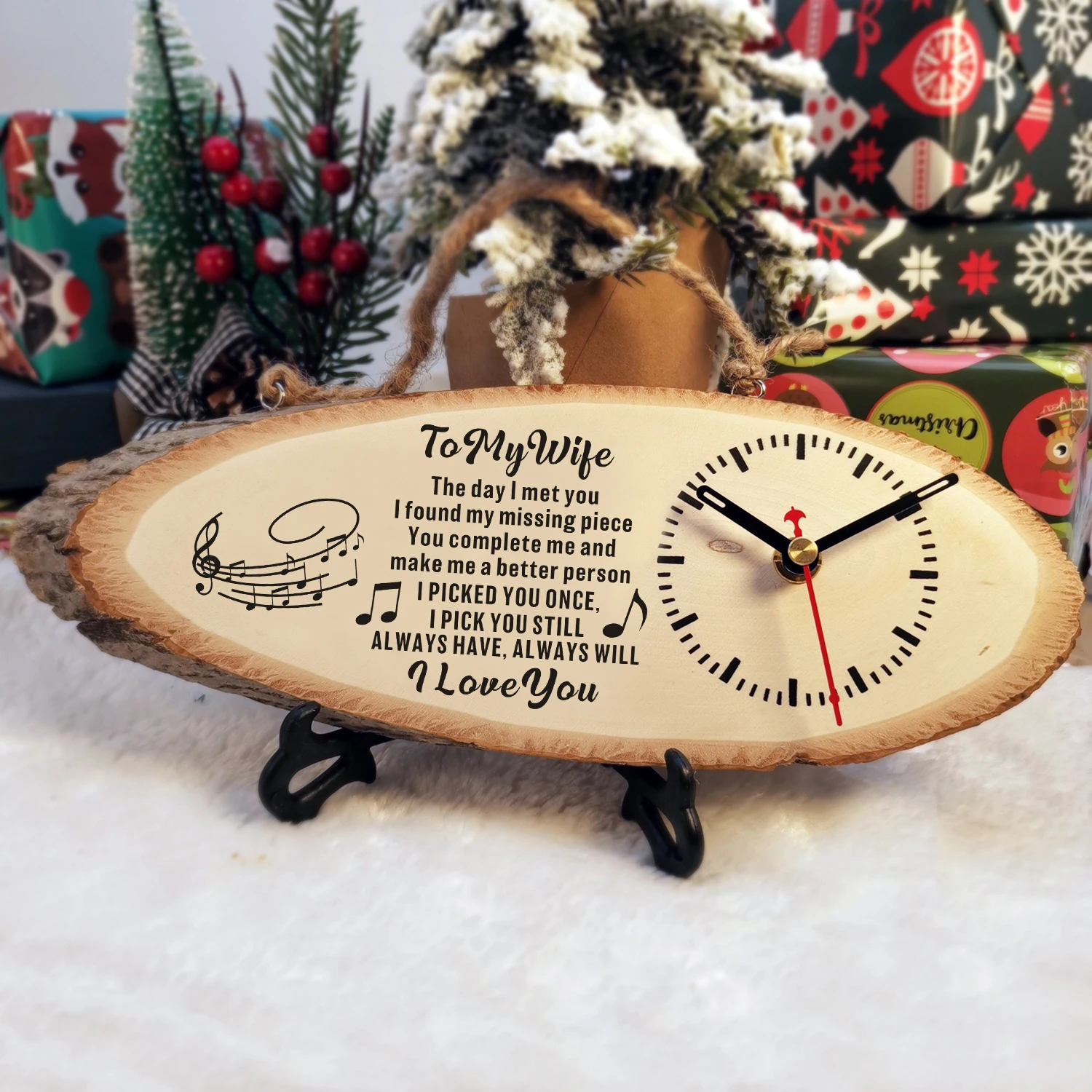 To My wife Rectangular printed content of the clock as a Christmas gift Wall Clock Modern Design Wall Clock Home Decoration