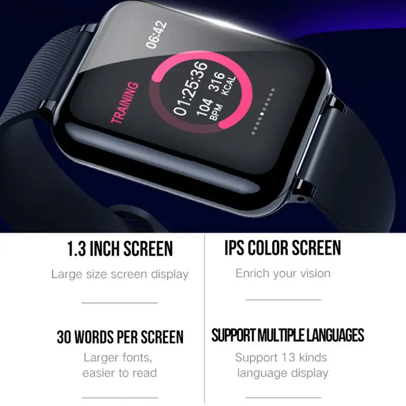 B57 Smart Watch Waterproof Heart Rate Monitor Blood Pressure Multiple Sport Mode Smartwatch Women Wearable Watch Men Smart Clock