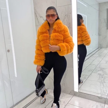 

FURSARCAR Natural Real Women Fox Fur Zipper Coat Luxury Female Fur Jacket Long Sleeve Thick Warm Fashion Female Winter Fur Coats