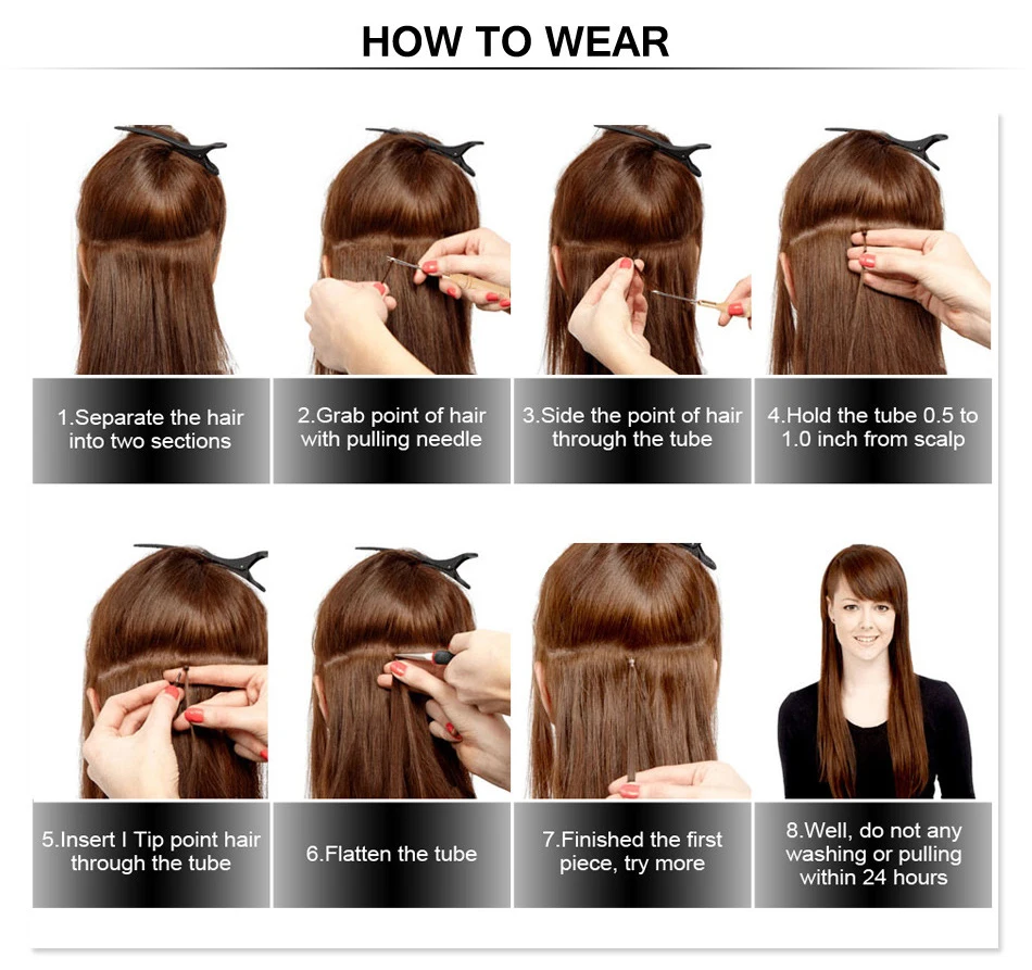 EVAGLOSS 0.8g Italian Keratin Fusion Pre Bonded Stick I Tip Cuticles Aligned Natural  Russian Remy Human Hair Extensions