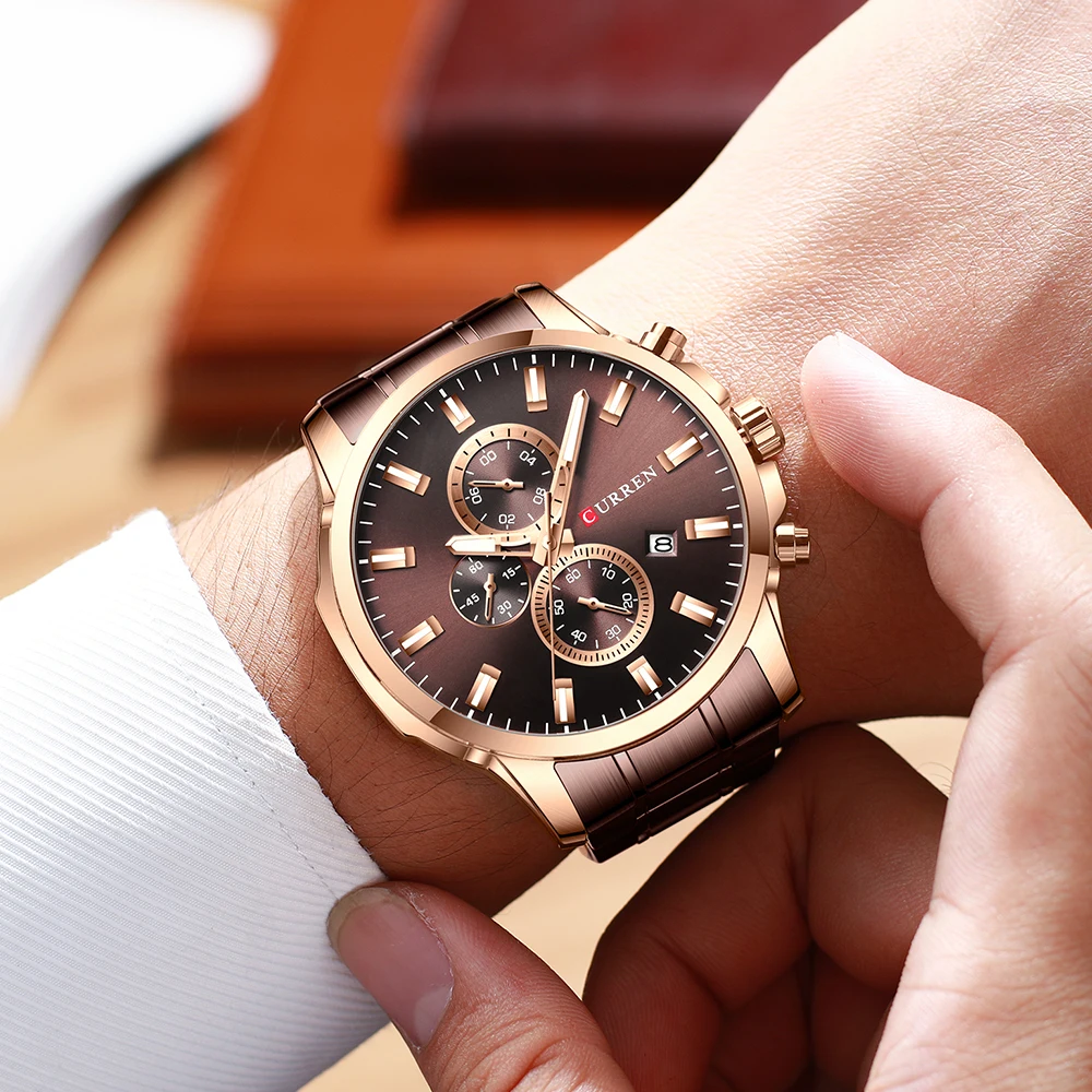 Мужские часы Curren Лидирующий бренд из нержавеющей стали мужские s часы хронограф кварцевые часы мужские спортивные часы Relogio Masculino Reloj Hombr