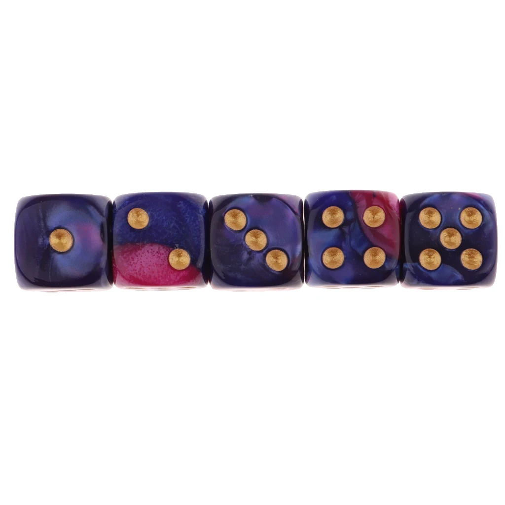 5x6-sided Game Dice 16mm Dice for Board Games and Teaching Math Board Game Dices Party Dices Set 6 Sided 