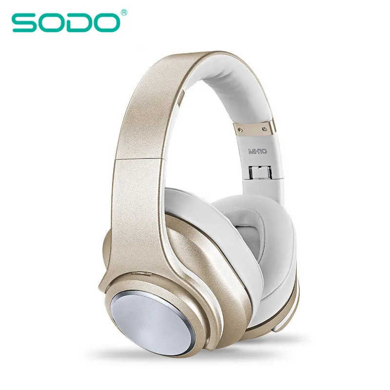 Золотой Bluetooth наушники Колонки 2 в 1 SODO складные NFC Hi-Fi стерео беспроводные Накладные наушники V5.0 с микрофоном Поддержка TF карты FM - Цвет: Золотой