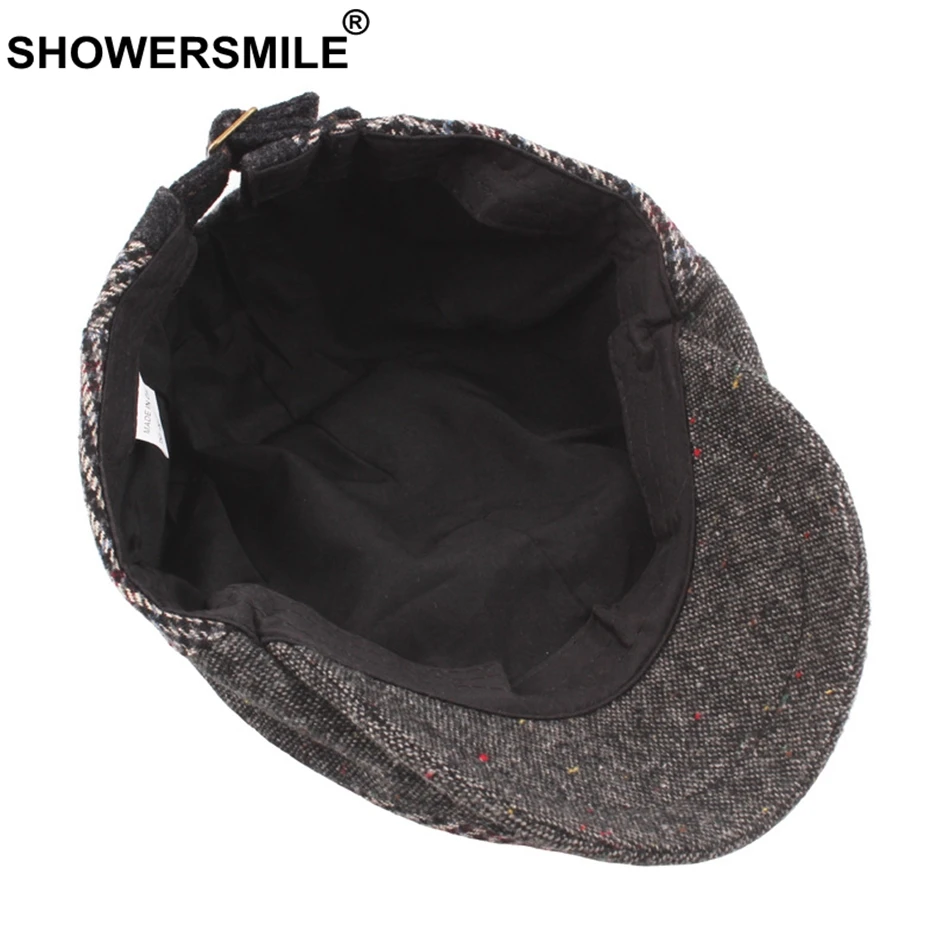 Кепка SHOWERSMILE в стиле пэчворк береты клетку плоские кепки женские твидовые шапки с