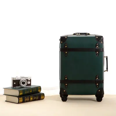 luggage Имитация кожи винтажная милая Мода 20/24 дюймов багаж на колёсиках вертушка брендовый Дорожный чемодан подарок для девушки - Цвет: luggage