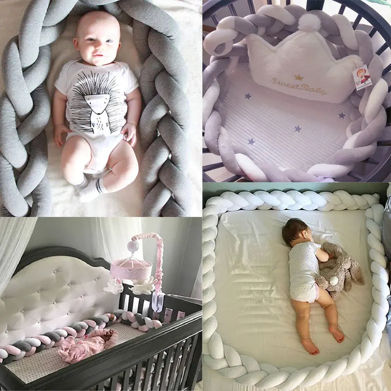 Baby Bed Crib Side Bumper Newborn 2M Infant Cot Plush Bed Protect Braid Bumper Baby Bedding Baby Ro