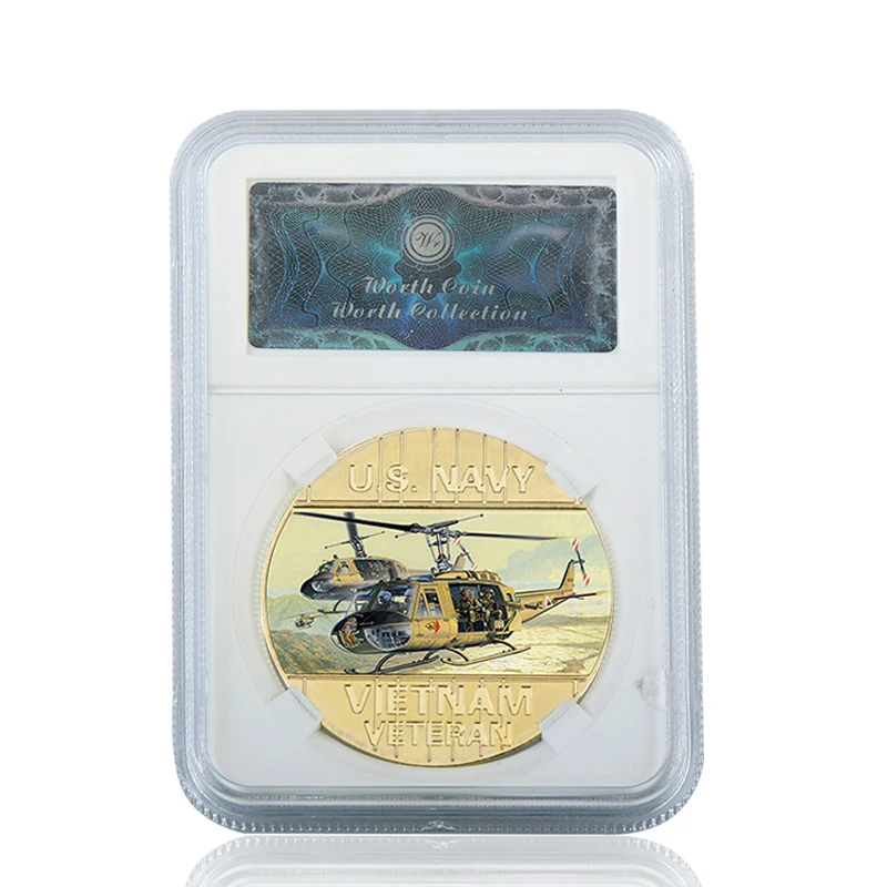 coin 4 with case WR США Вьетнам военный позолоченные монеты коллекционные с монетницей оригинальные армейские монеты набор медаль подарок пункт дропшиппинг - Цвет: coin 4 with case