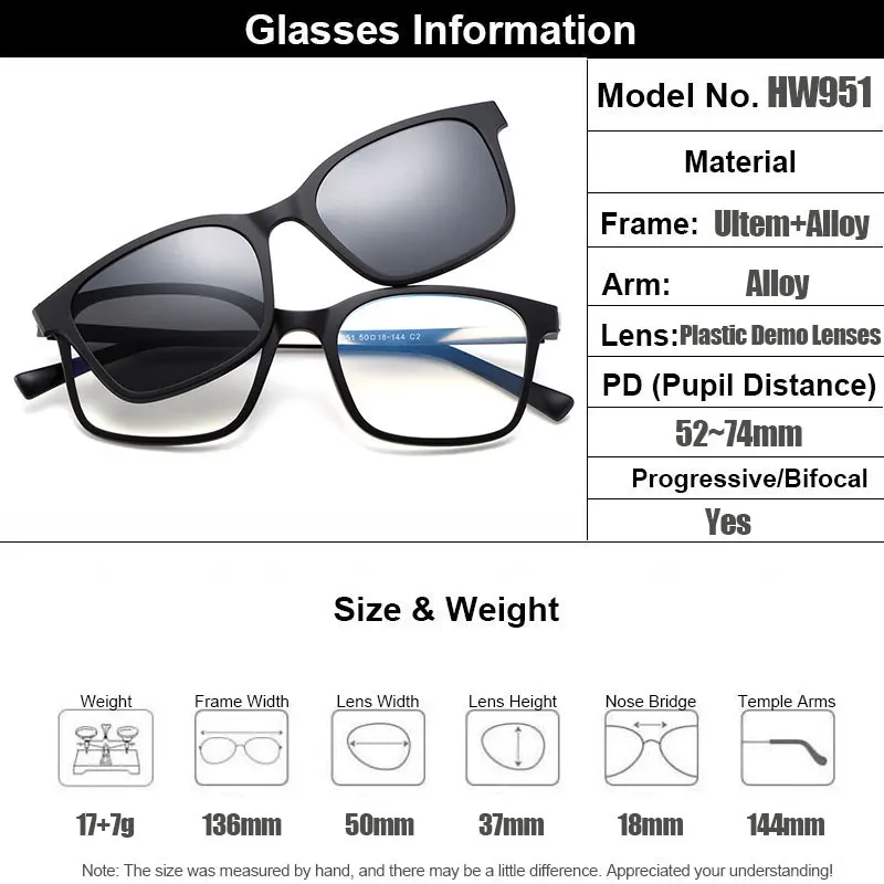 Gmei, оптические, классические, женские, квадратные, ультралегкие, поляризационные, на застежке, солнцезащитные очки, для мужчин, близорукость, оптическая оправа, HW951