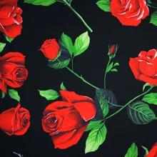 Красная роза Цифровая живопись стрейч habijabi ткань для атласного платья юбка tissu Африканский Базен riche getzner telas tissus tela