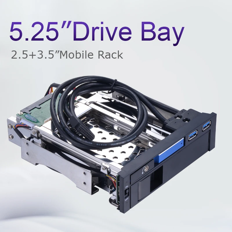 Aluminum 2.5+3.5in Multi-function Sata Tray-less Enclosure 5.25in ...