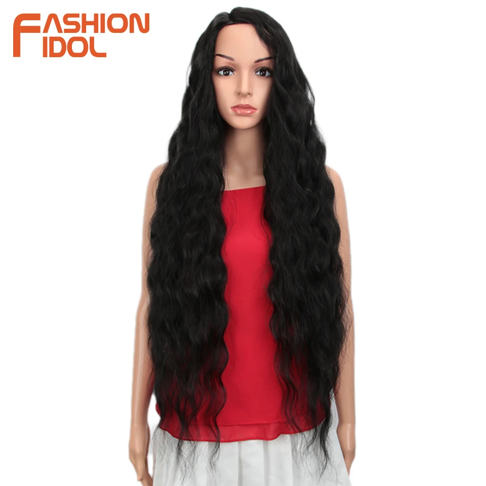 FASHION IDOL Hair Synthetic Wig Loose Wave Black 38 Inch Ombre Blonde Deep Wave Super Long Wavy Synthetic Wigs For Black Women