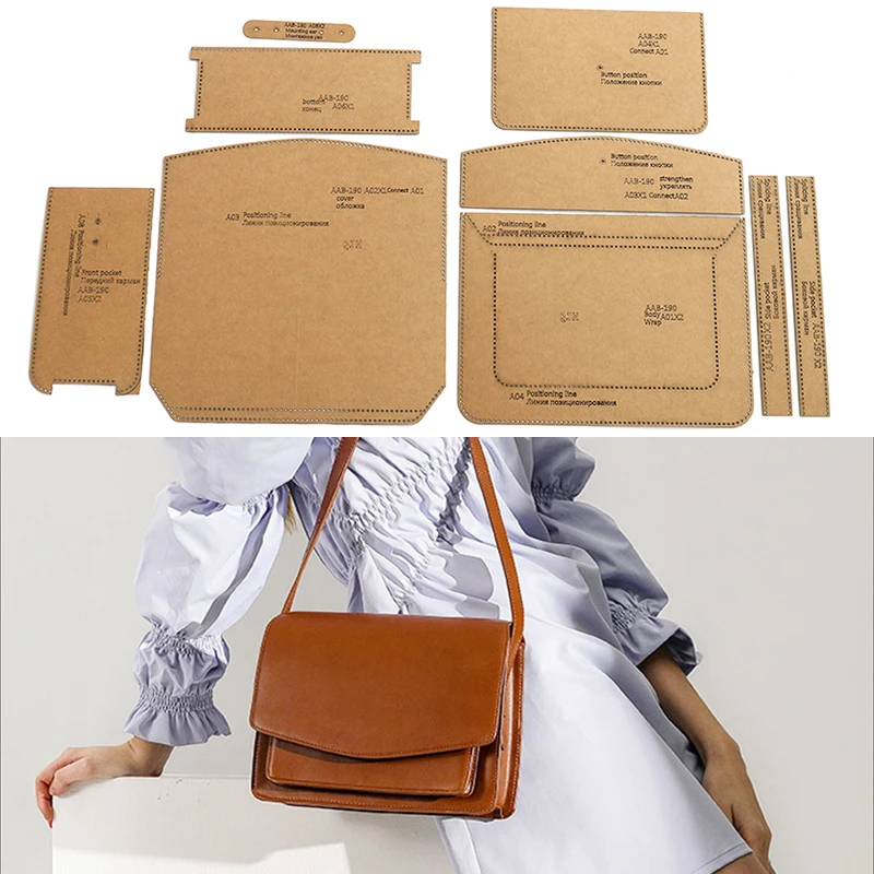 1SetDIYKraftPaperTemplateNewLeisureShoulderBagCrossbodyBagLeatherCraftPatternDIY