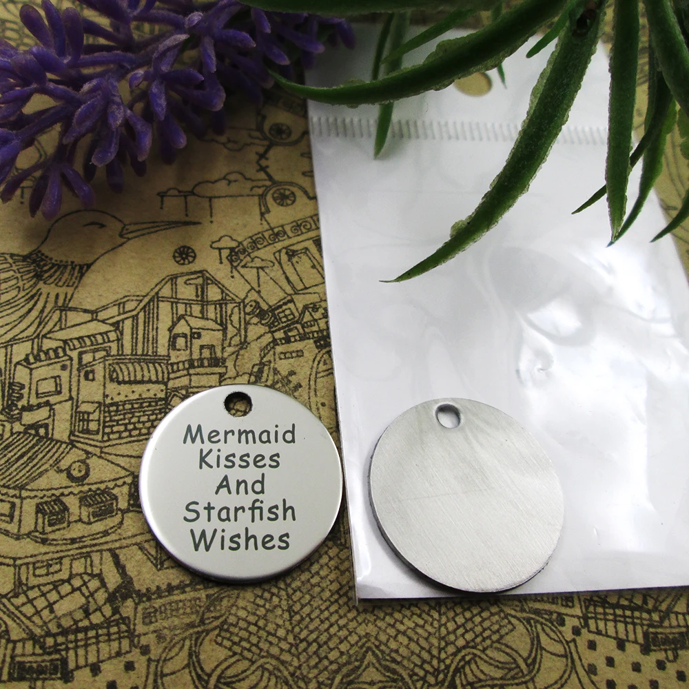 10pcs-"Mermaid Kisses And Starfish Wishes"stainless steel charms 5 styles for choosing DIY Charms for necklace bracelets