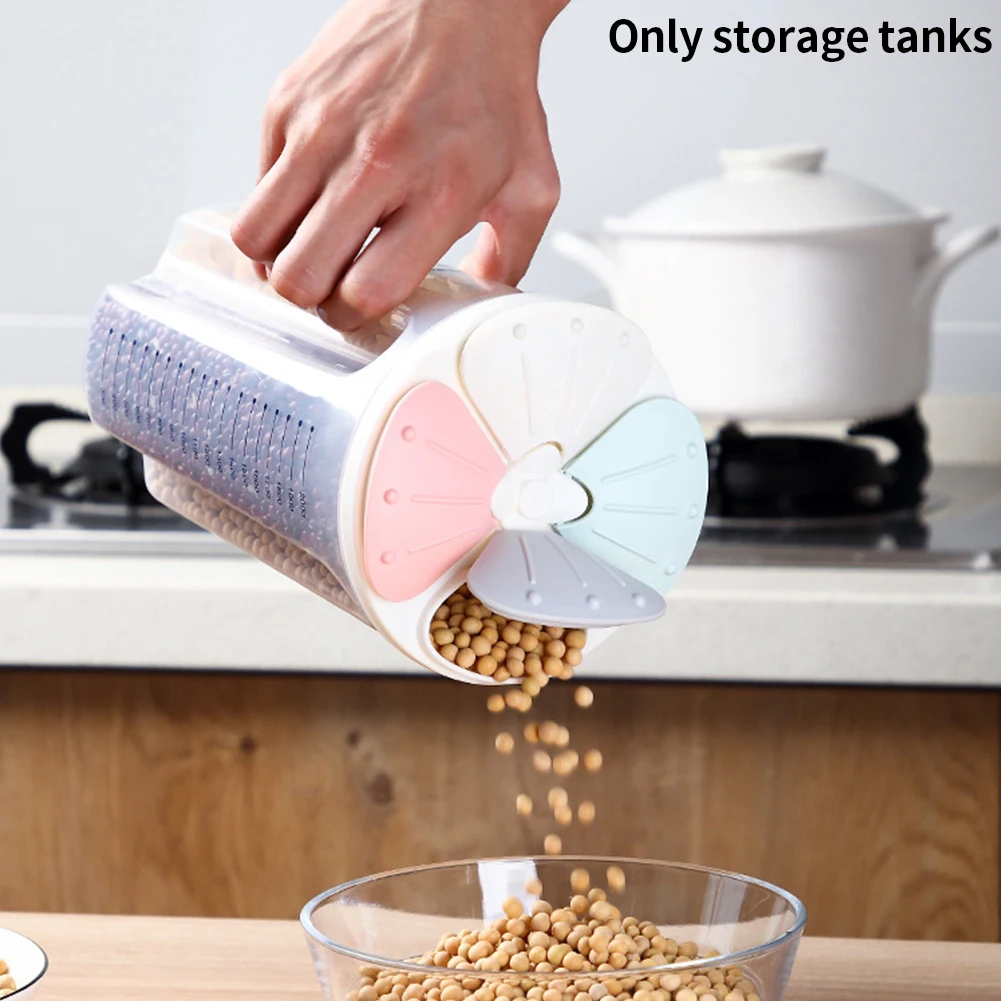 Detachable Dry Food Kicthen Practical Seal Petal Lids With Scale Cereal Container Transparent Grain Grids Coffee Bean Storage