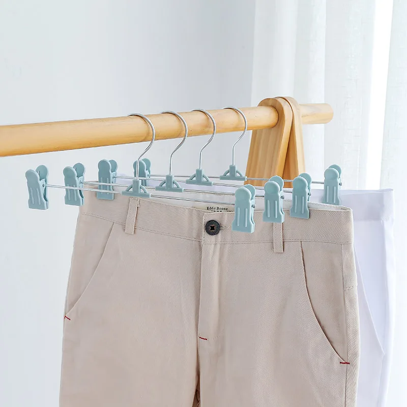 

2/5pcs Multicolor Non-Slip Plastic Hanger Pants Storage Clip Home Wardrobe Multi-Function Telescopic Clip Seamless Pants Clip