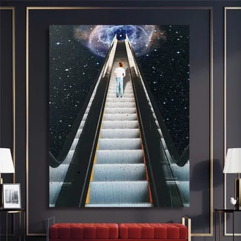 

Wall Decor Poster Canvas Painting Elevator To The Universe Plakat Tableau Decoration Mural картины на стену Poster Decorative