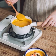12,3 см 0.8L/15,3 см 1L керамическая эмаль молоко кастрюля для супа с деревянной ручкой для детей для еды для супа кастрюля для индукционной плиты газовая плита печь