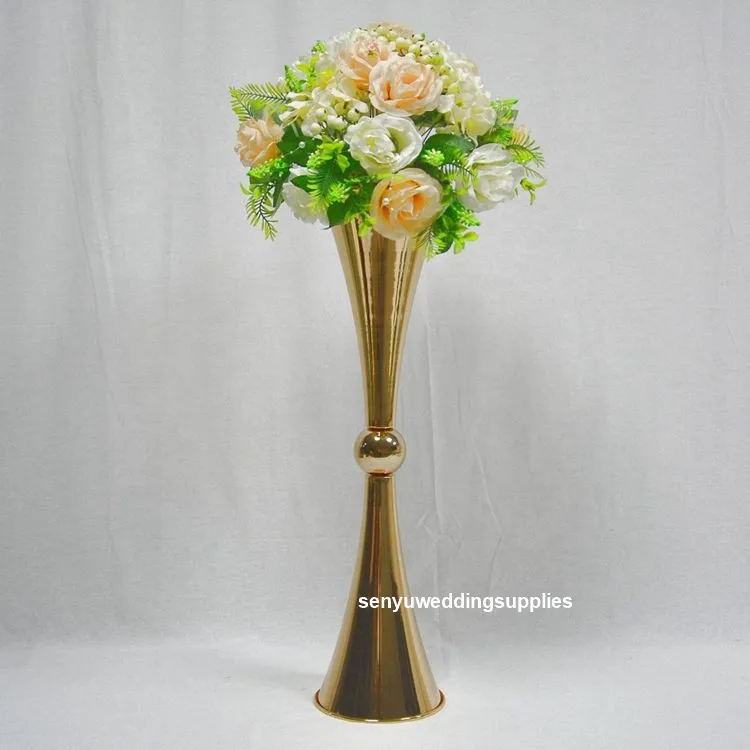 

12pcs)Gold Metal tall flower wedding vase for wedding table centerpieces decoration senyu1972