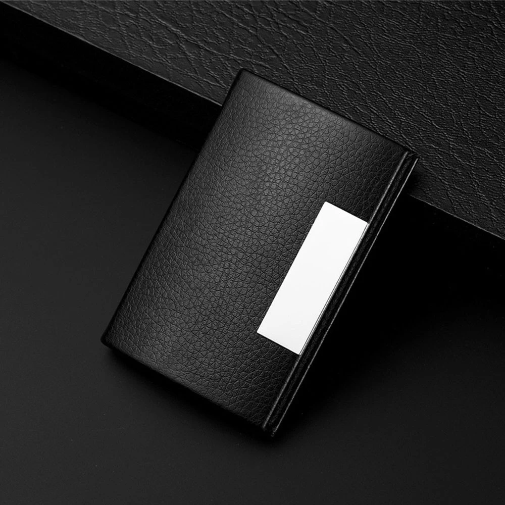 Personalized Leatherette Card Wallet Men Stainless Steel Holder Women Multi Card Holder Cover Pocket Purse Fashion Business 823